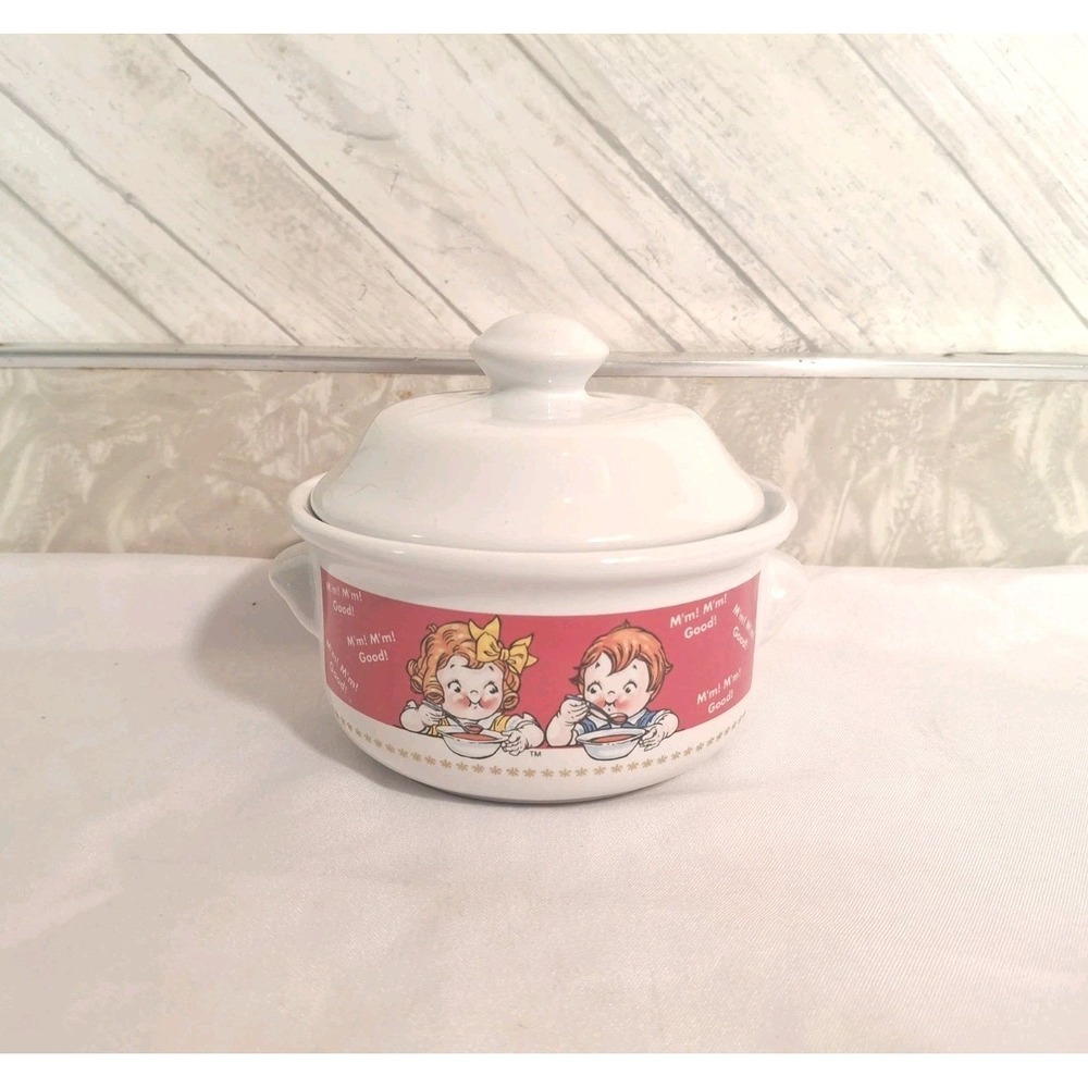 Vintage 1998 Campbell's Soup Kids Crock Covered Soup Bowl with Lid VGC